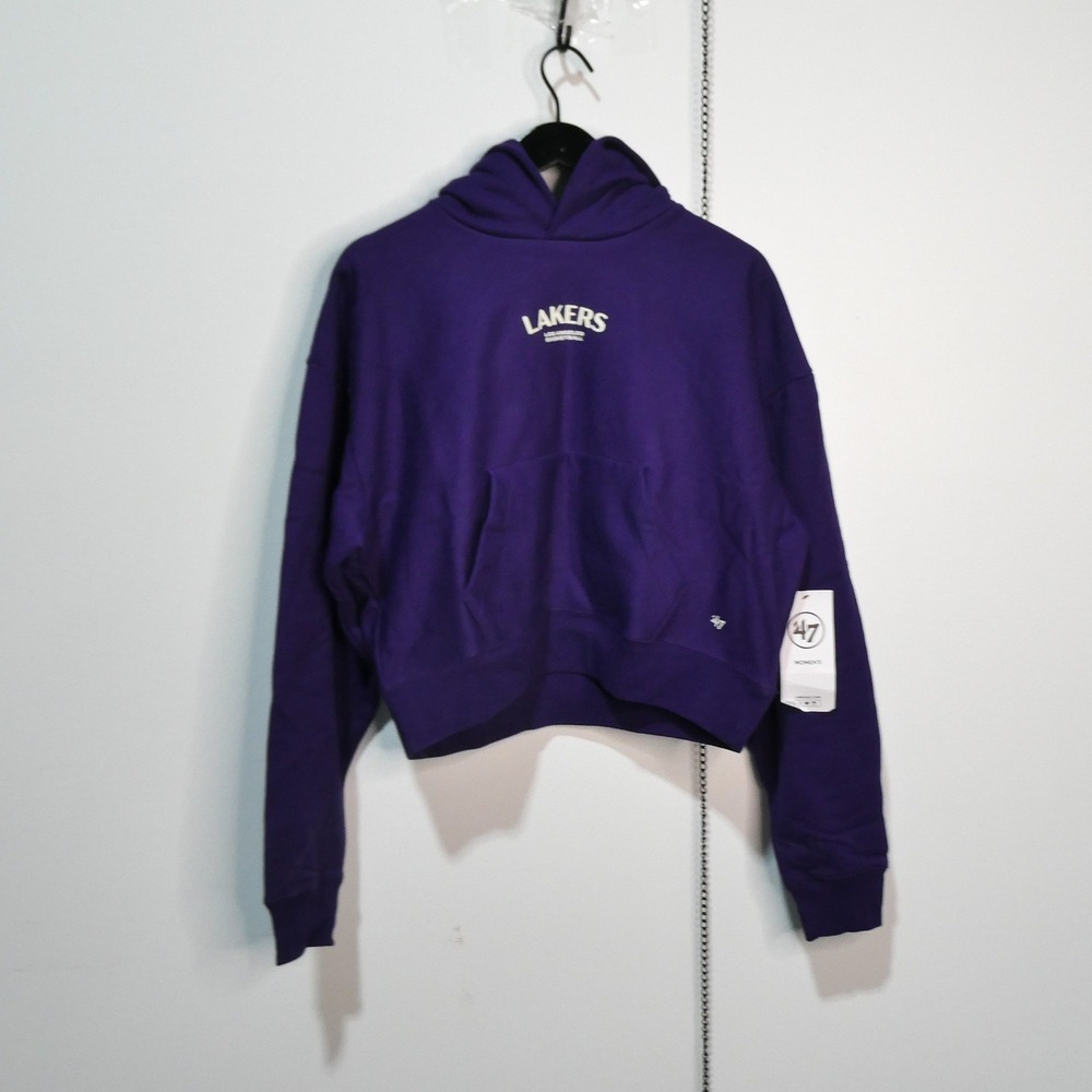 Lakers Hoodie Women Small '47 Brand Purple Los Angeles NBA Cropped Pullover New